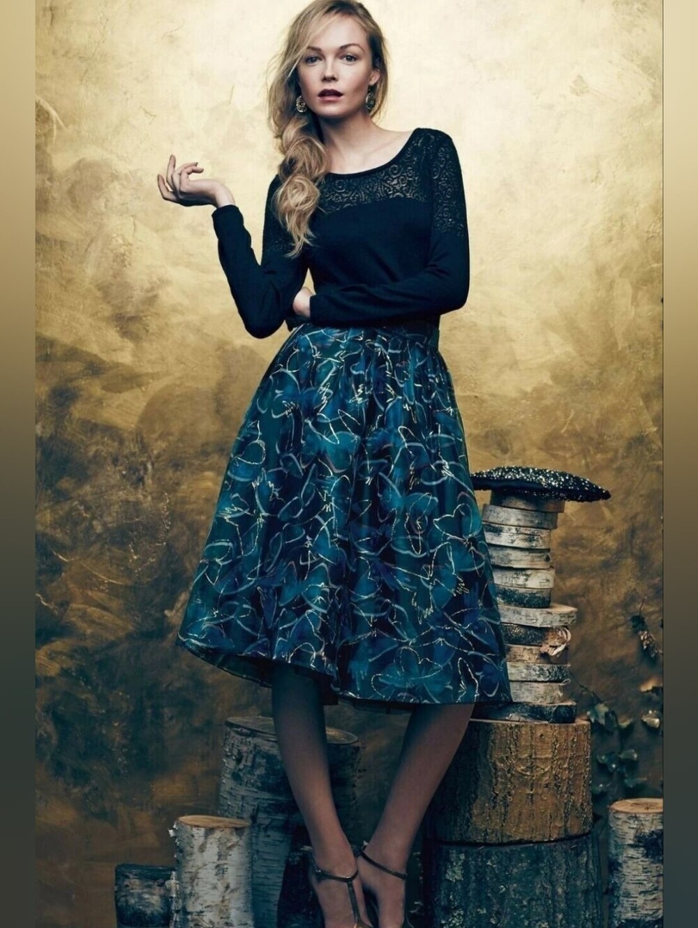 Anthropologie Moulinette Soeurs Midnight Butterfly Organza Skirt Size 4